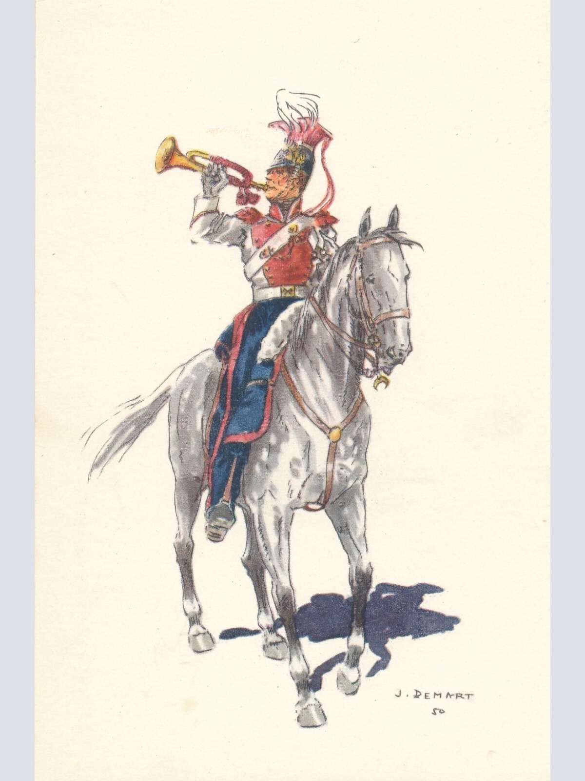 AK Uniform Belgien 1835 Lanciers Trompette Ansichtskarte (8752)