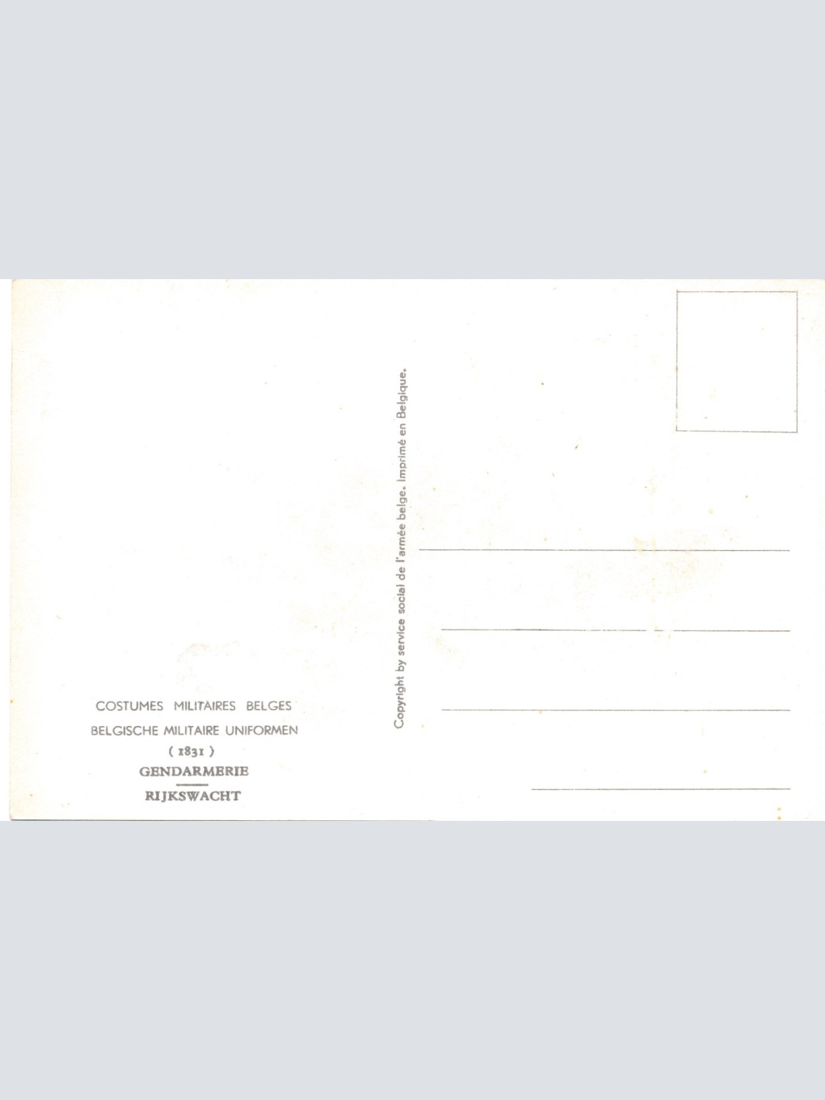 AK Uniform Belgien 1831 Gendarmerie Ansichtskarte (8745)