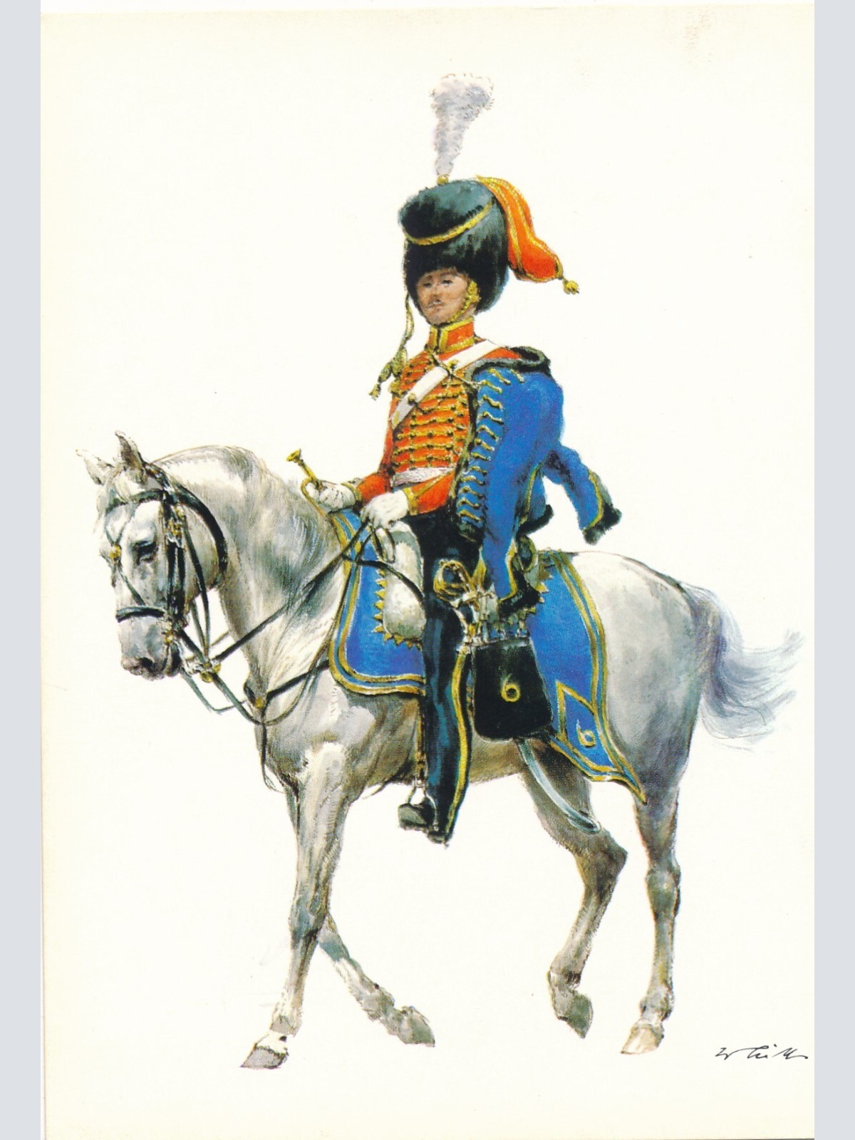 AK Uniform Königreich Niederlande 1823 Kavalerie Trompeter Ansichtskarte (8746)