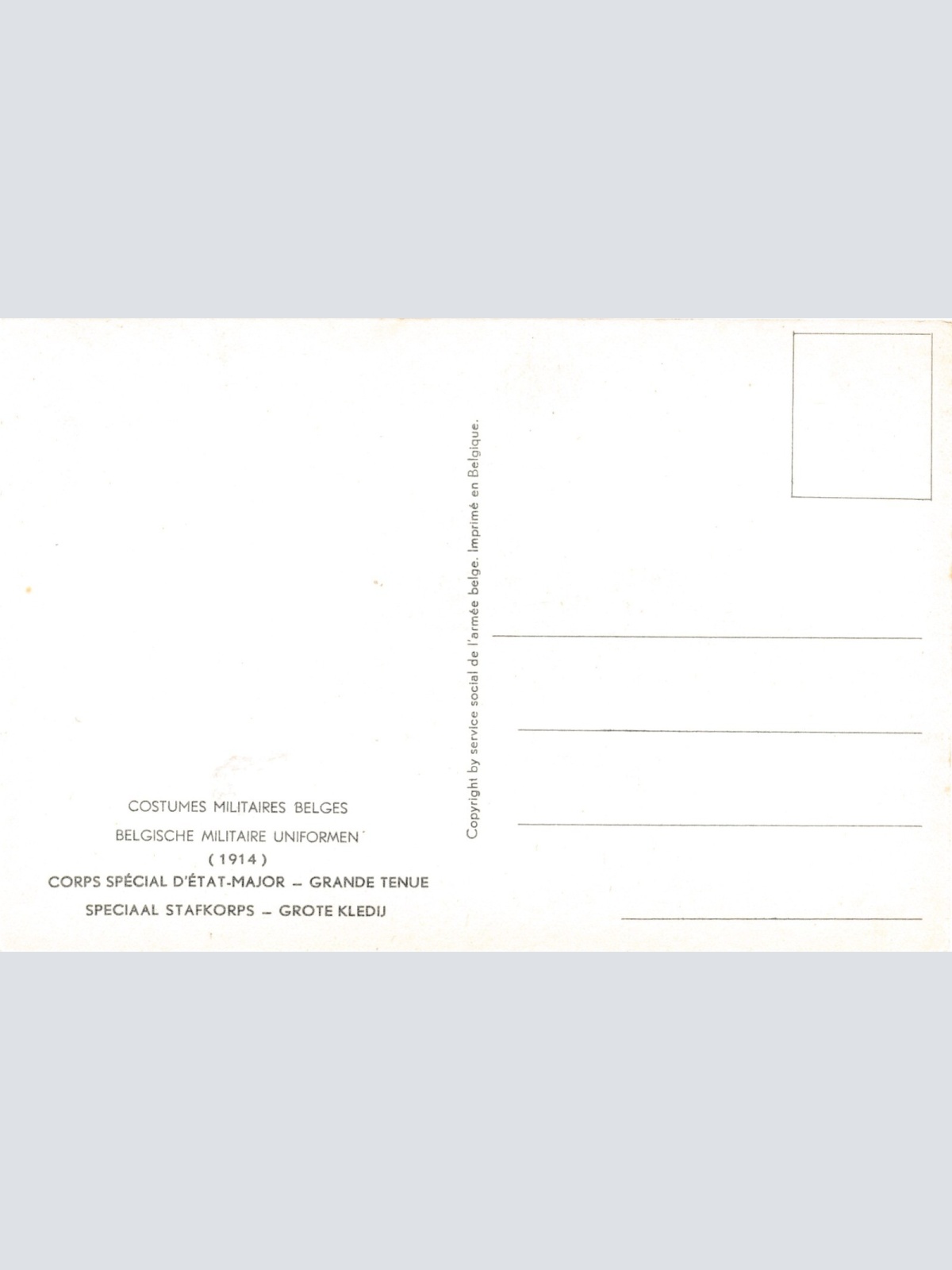 AK Uniform Belgien 1914 Corps special s etat Grande Tenue Ansichtskarte (8749)