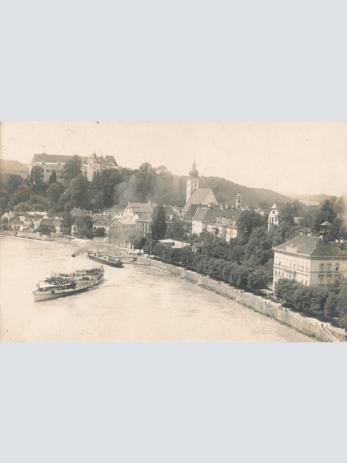 AK aus Grein an der Donau mit Dampfer Oberösterreich Ansichtskarte (8854)