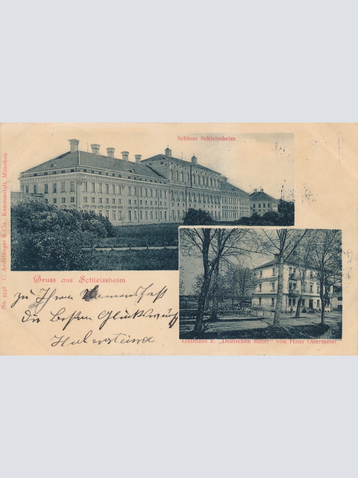 AK gruss aus Schleissheim mit Gasthaus zum Deutschen Ritter Bayern (7274)