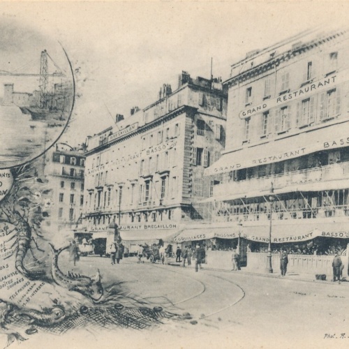AK aus Marseille mit Grand Restaurant Basso Italien Ansichtskarte (8765)