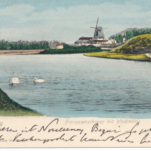 AK aus Norderney Franzosenschanze mit Windmühle Niedersachsen (6826)