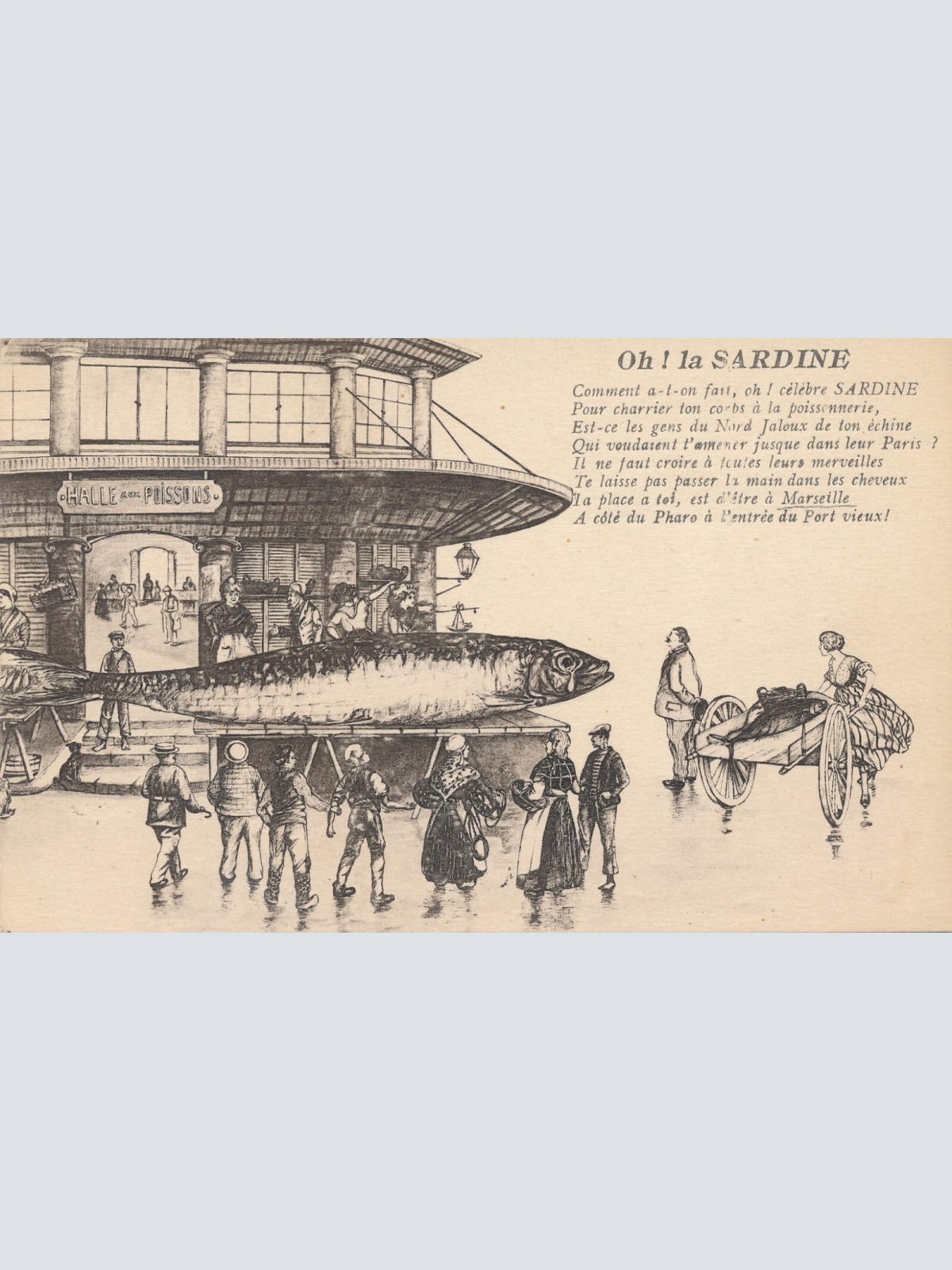 AK aus Marseille Oh la Sardine Italien Ansichtskarte (8758)