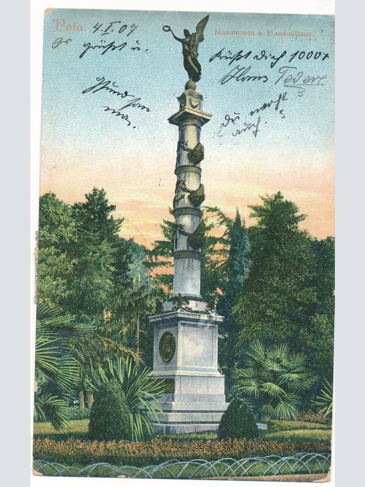 AK aus Pola Monumento a Massimiano Kroatien Ansichtskarte (9185)