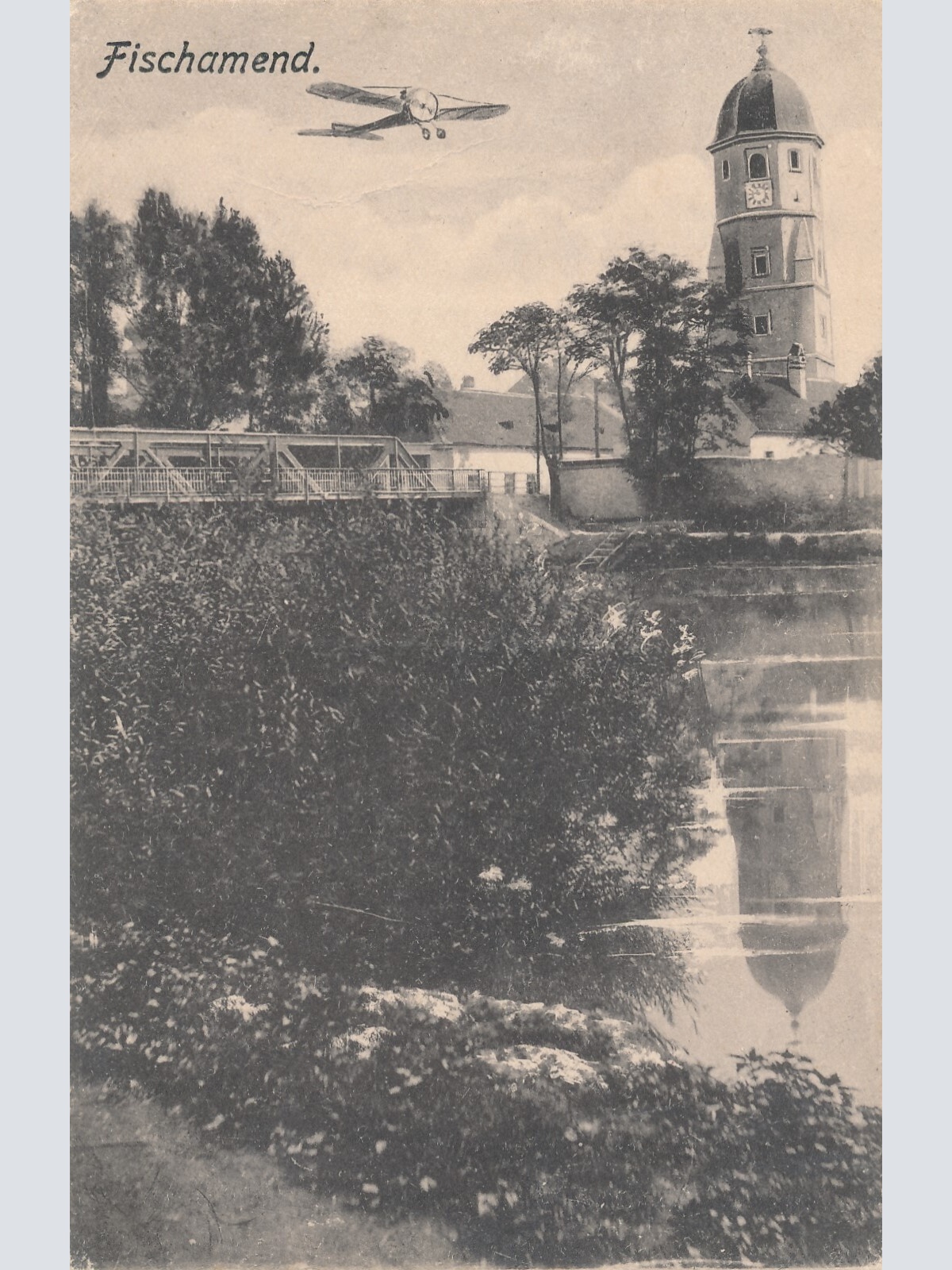 AK aus Fischamend mit Flugzeug Niederösterreich (7000)