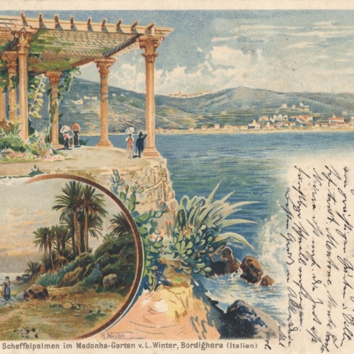 Litho - Karte aus Bordighera Madonna Garten Italien Ansichtskarte (9087)