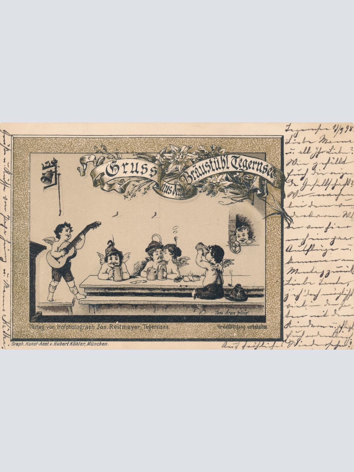 AK gruss aus dem Bräustüberl Tegernsee Bayern Ansichtskarte (9099)