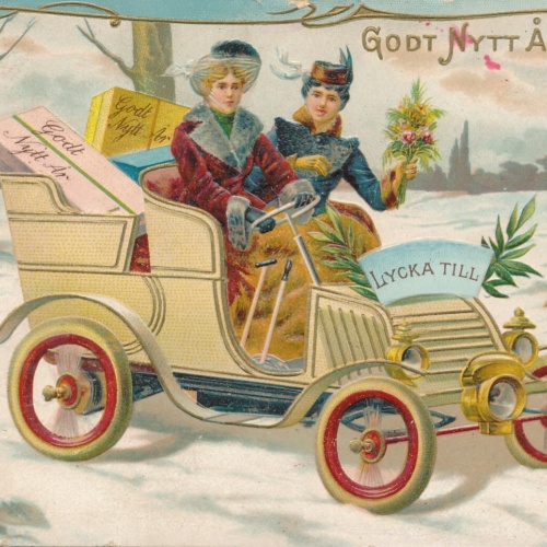 Präge - Motiv - Karte Godt Nyttar Lycka Till frohes neues Jahr (9120)