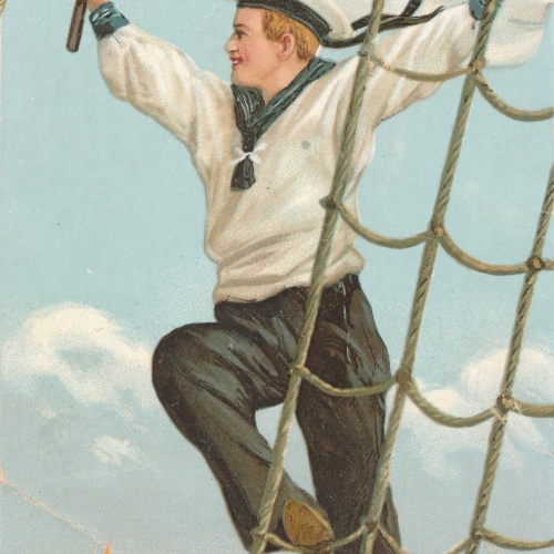 AK Glückliches Neujahr Matrose schwingt Fahne (9139)