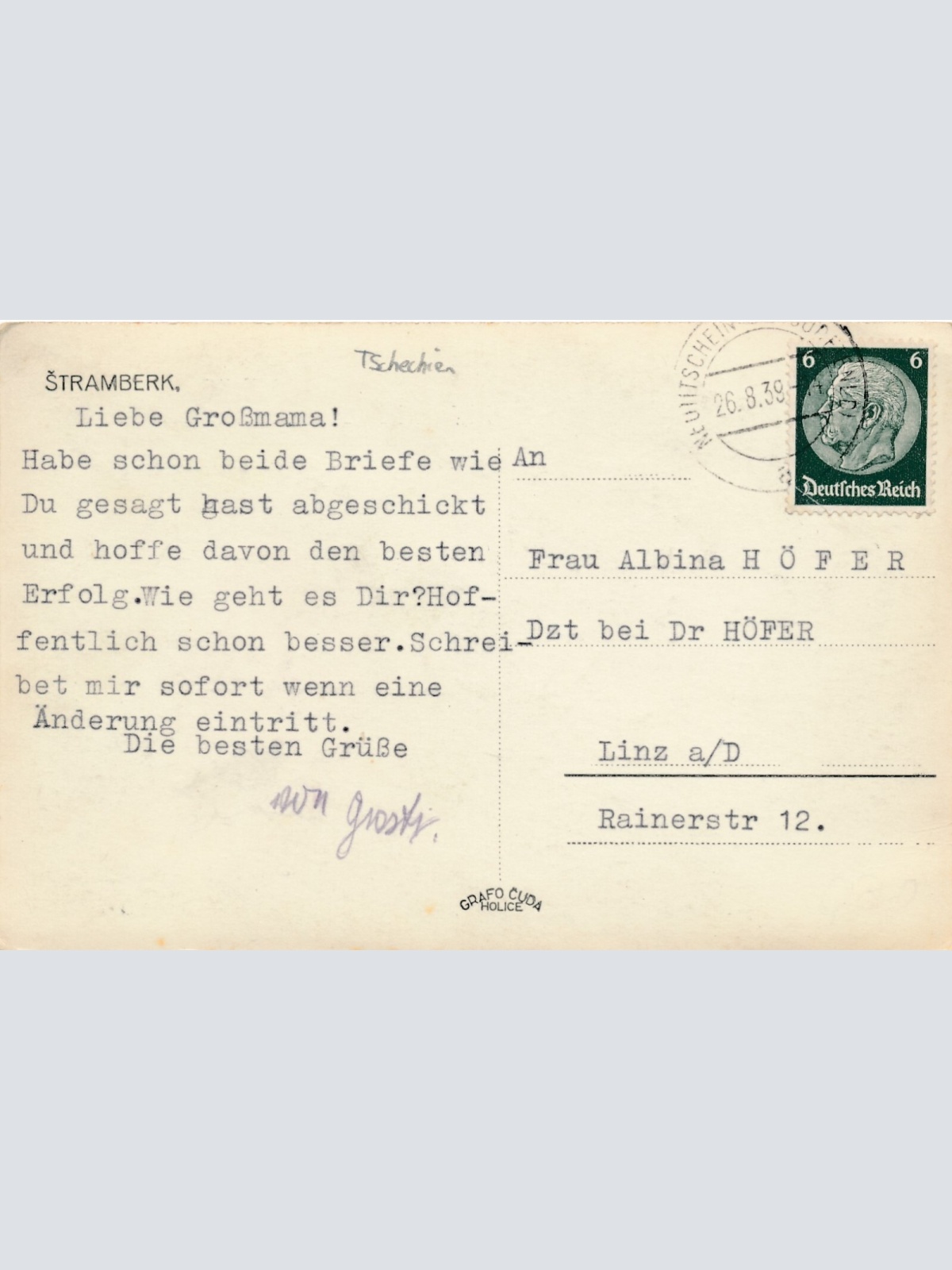 AK aus Stramberk Tschechoslowakei Ansichtskarte (9052)