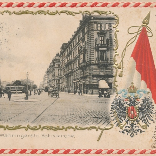 Präge - Karte aus Wien mit Votivkirche (7536)