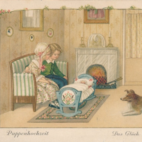 Künster - Karte von Pauli Ebner Puppenhochzeit das Glück im Winkel (8073)