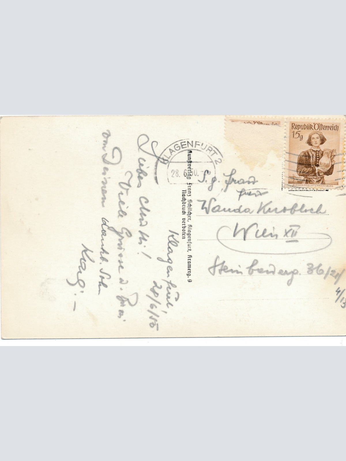 AK aus Klagenfurt mit Boot Kärnten Ansichtskarte (9479)