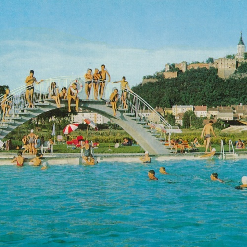 AK aus Güssing Schwimmbad Burgenland Ansichtskarte (9495)