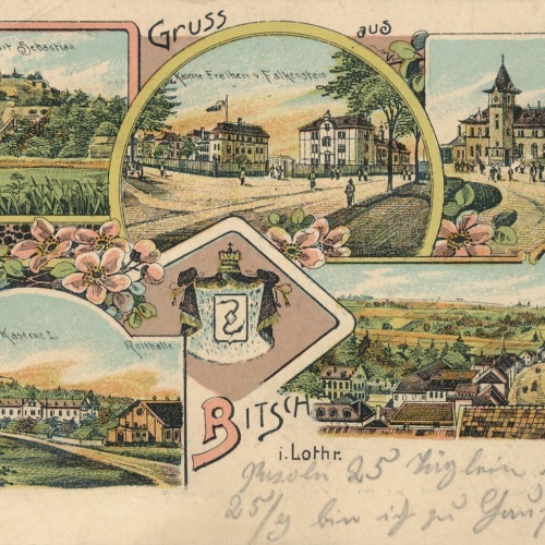 Litho - Karte gruss aus Bitsch Mehrbildkarte Frankreich Ansichtskarte (9331)