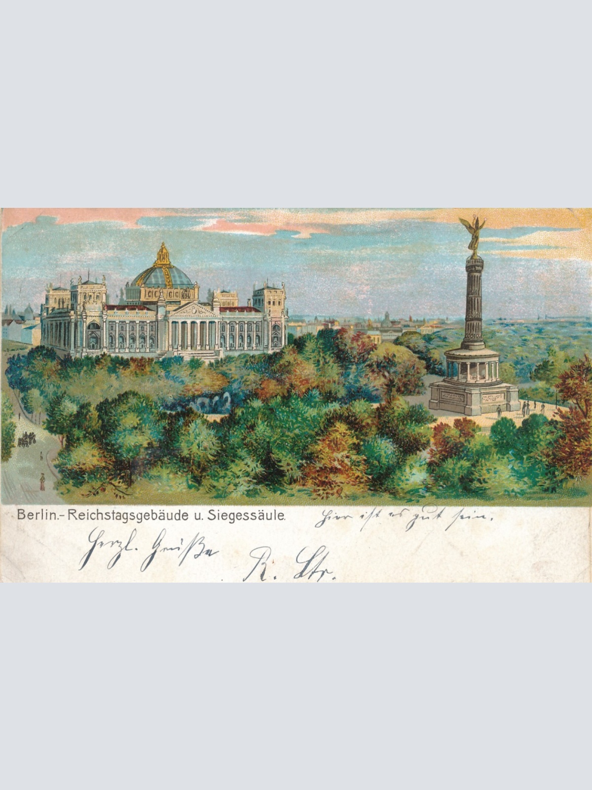 Litho - Karte gruss aus Berlin Siegessäule Ansichtskarte (9348)