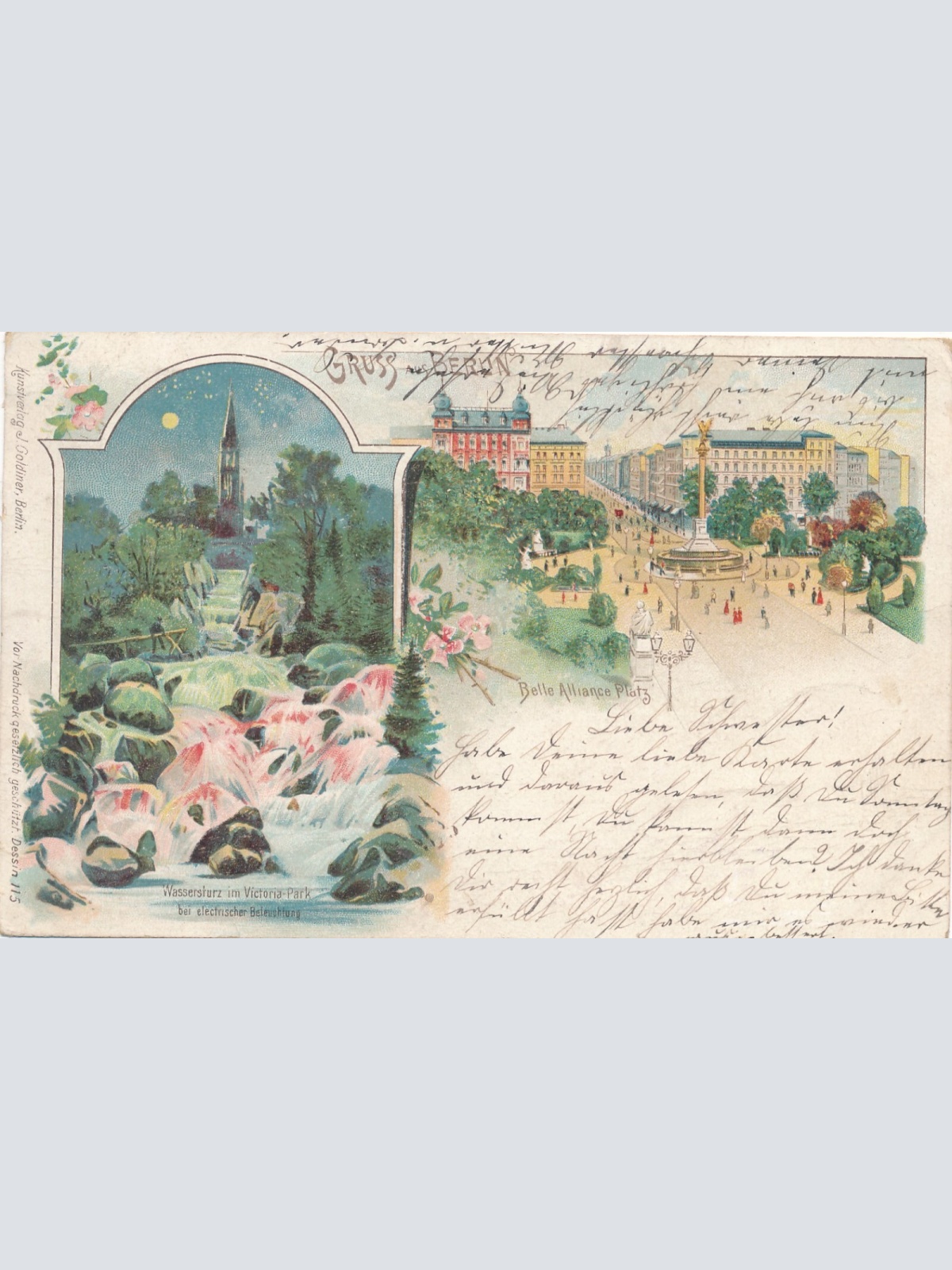 Litho - Karte gruss aus Berlin Belle Alliance Platz Ansichtskarte (9350)