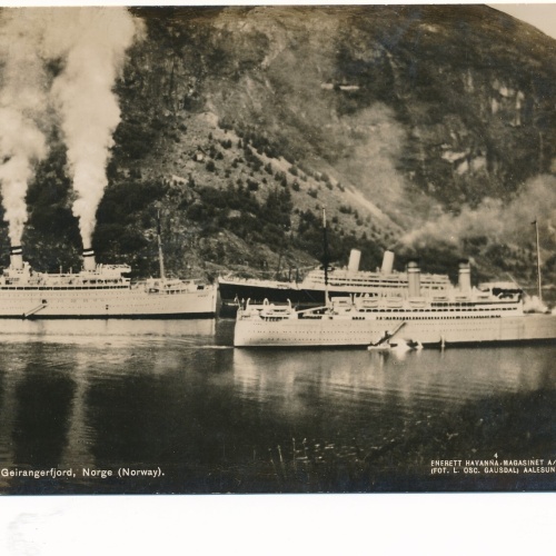 AK aus Norwegen mit Dampfer Turistskib pa Geirangerfjord Ansichtskarte (9260)