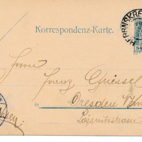 5 Heller Ganzsachen - Karte 1907 aus Herrnskretschen (9980)