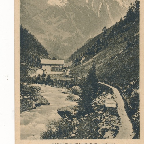 AK vom Gasthaus Zillergrund Zillertal Tirol Ansichtskarte (9971)
