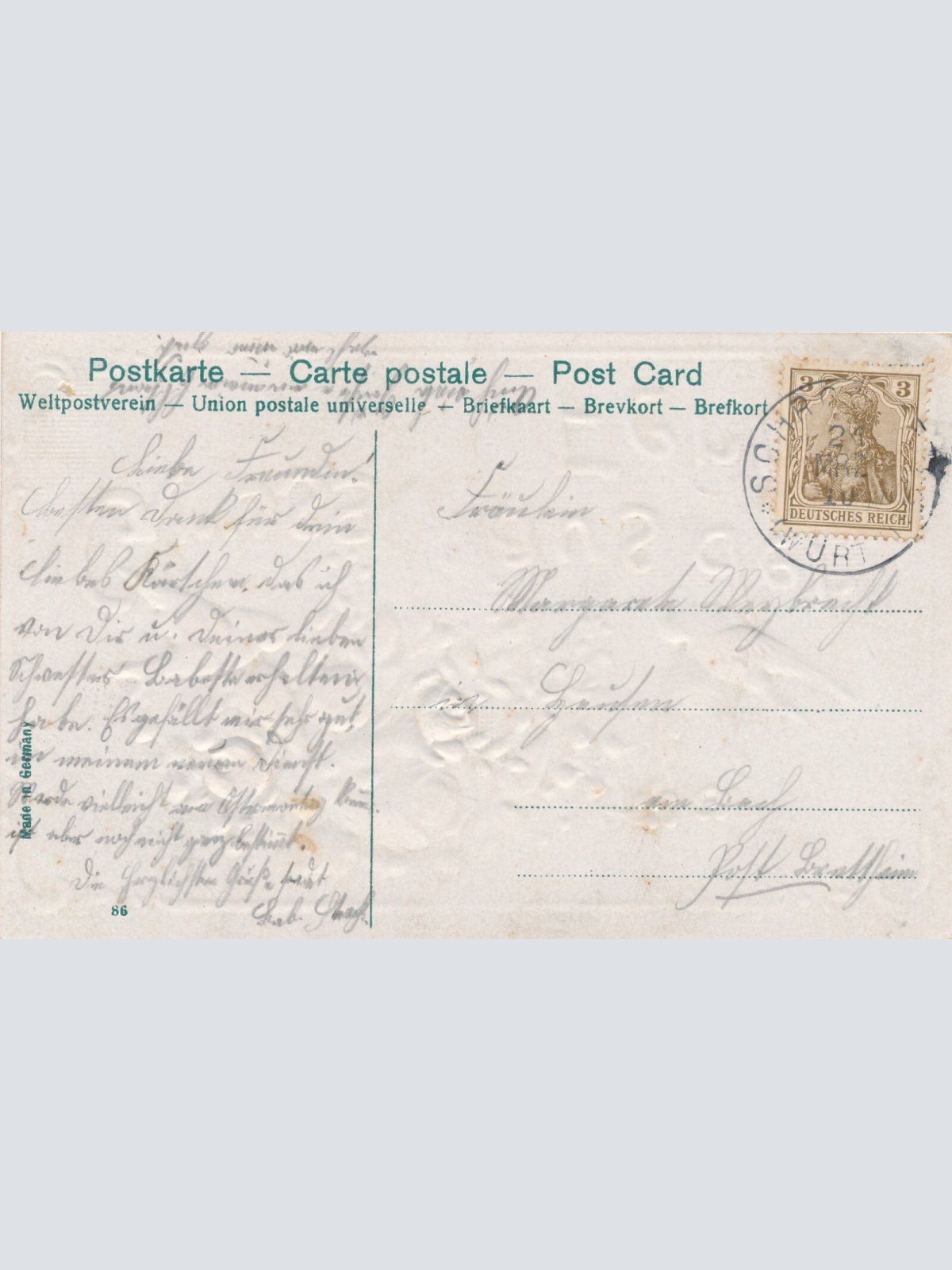 Präge - Motiv- Karte Gruss aus der Ferne mit Schwalben Ansichtskarte (10199)