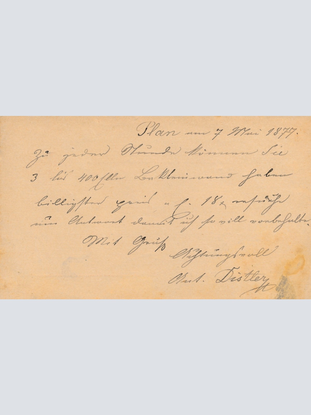 2 Kreuzer - Ganzsachen - Karte 1877 aus Plan (10188)