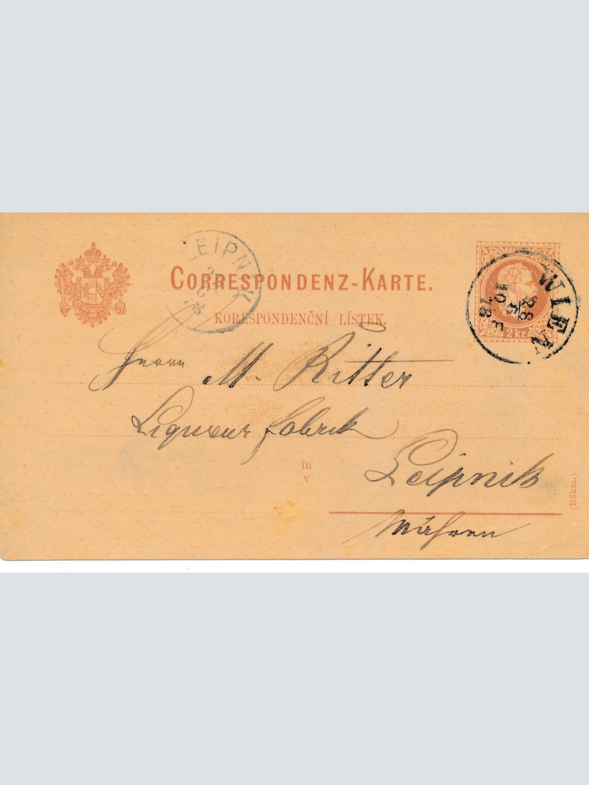 2 Kreuzer - Ganzsachen - Karte 1878 aus Wien (10192)