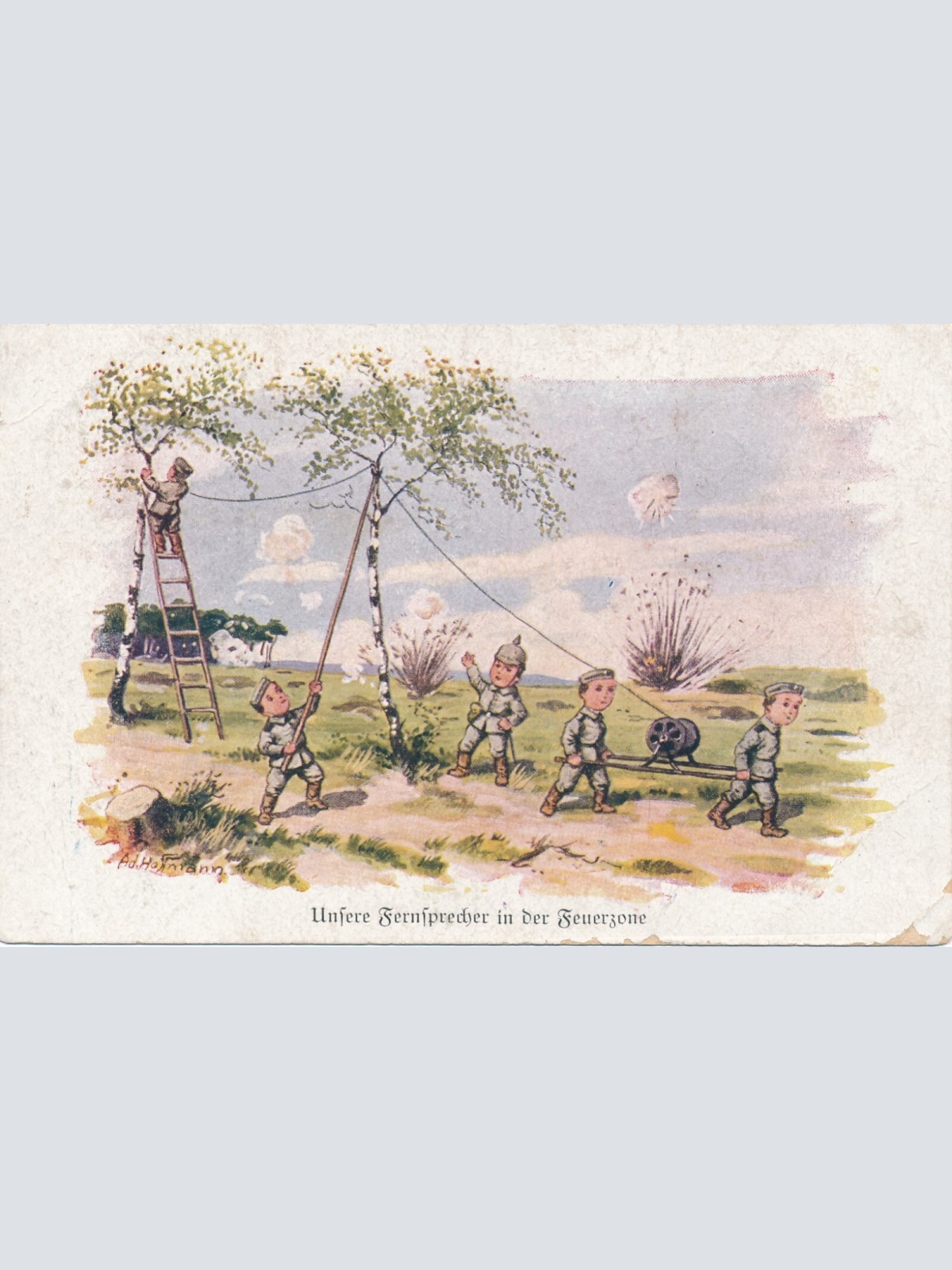 AK Unsere Fernsprecher in der Feuerzone (10231)