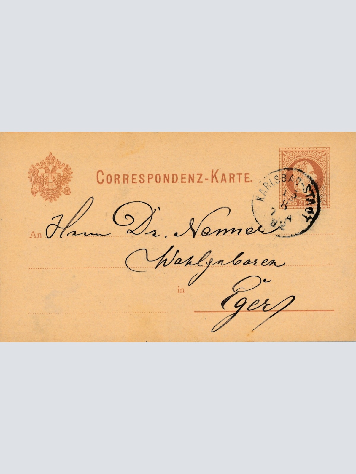 2 Kreuzer - Ganzsachen - Karte 1882 aus Karlsbad Stadt (10174)