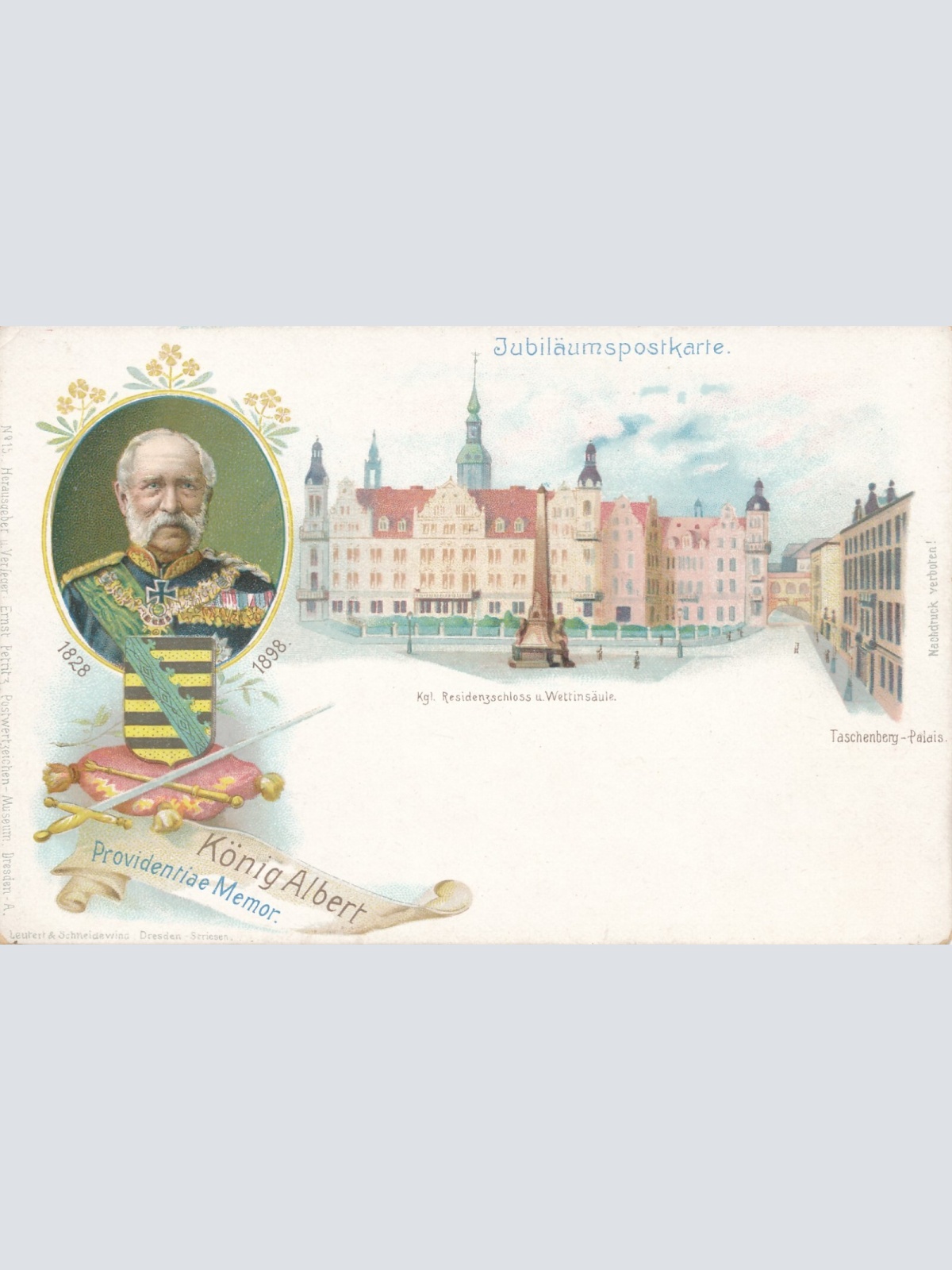 Litho - Karte von König Albert Jubiläumspostkart Millitaria Ansichtskarte (8649)