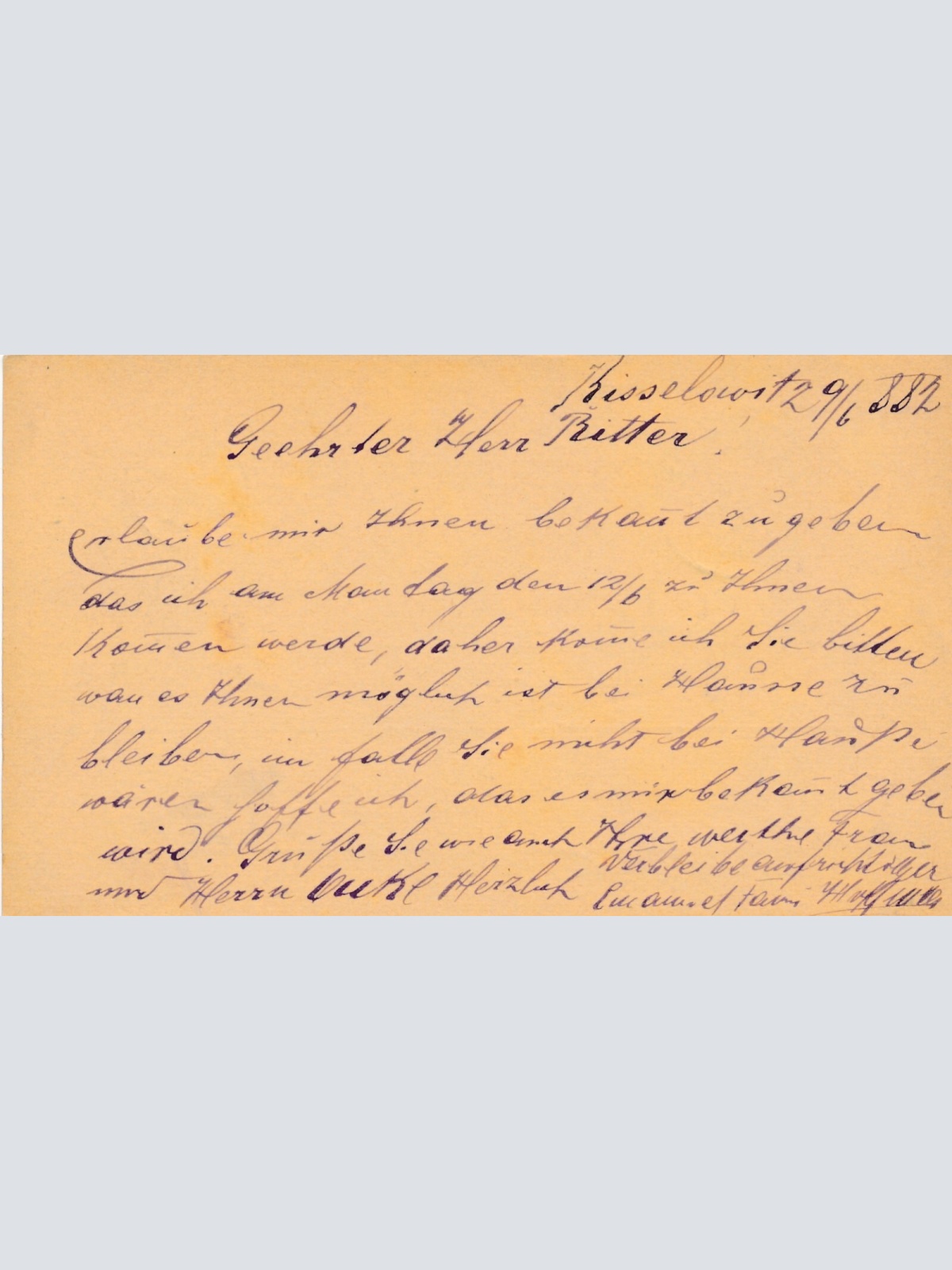 2 Kreuzer - Ganzsachen - Karte 1882 aus Chropin (10163)