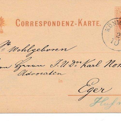 2 Kreuzer - Ganzsachen - Karte aus Königswart (10170)