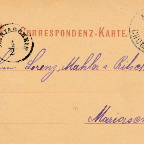 2 Kreuzer - Ganzsachen - Karte 1881 aus Komotau (10172)