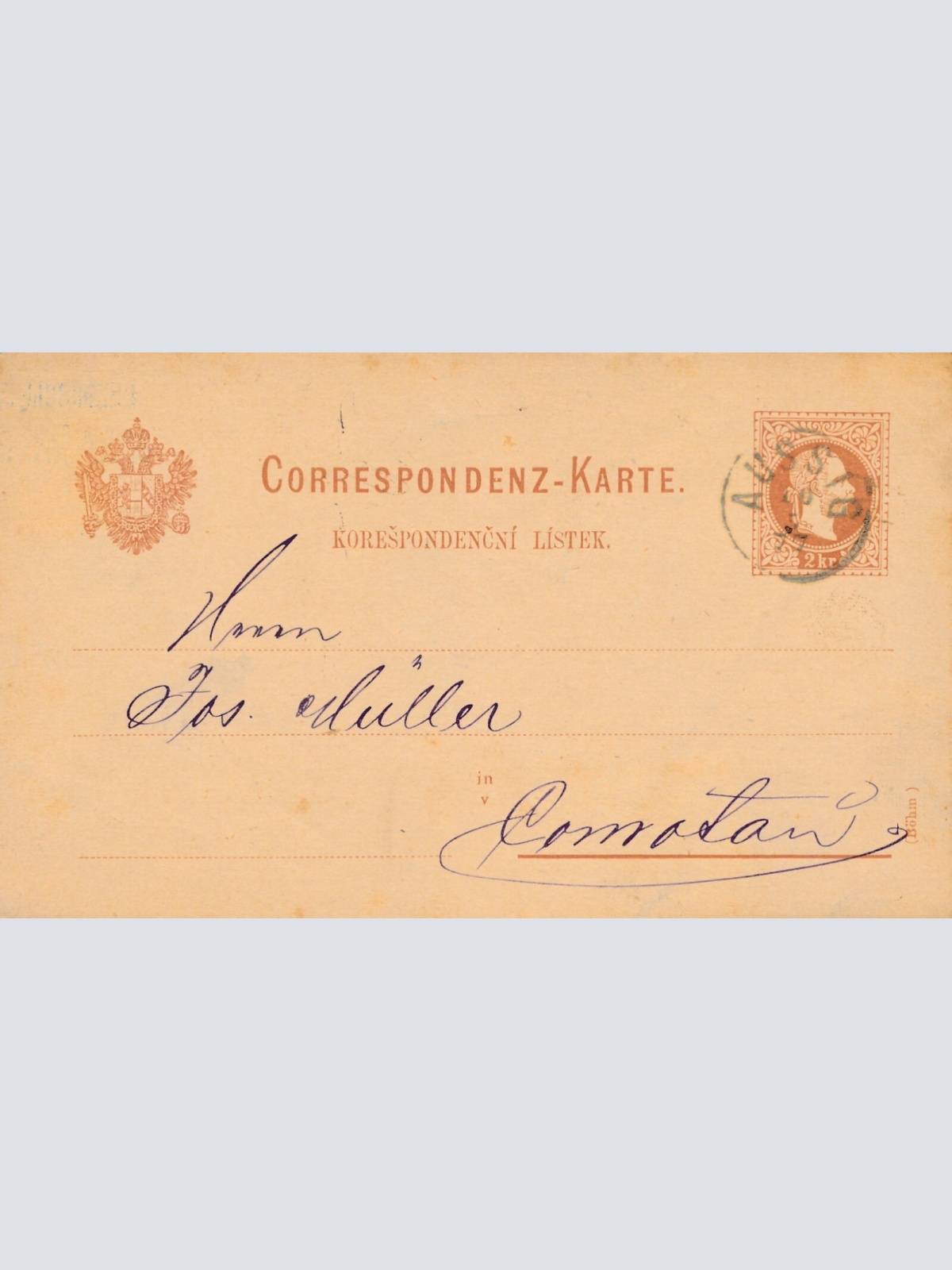 2 Kreuzer - Ganzsachen - Karte 1877 aus Aussig (10155)