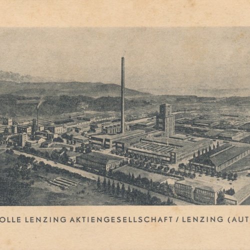 Faltkarte aus Lenzing mit Zellwollen Fabrik Oberösterreich Ansichtskarte (10601)