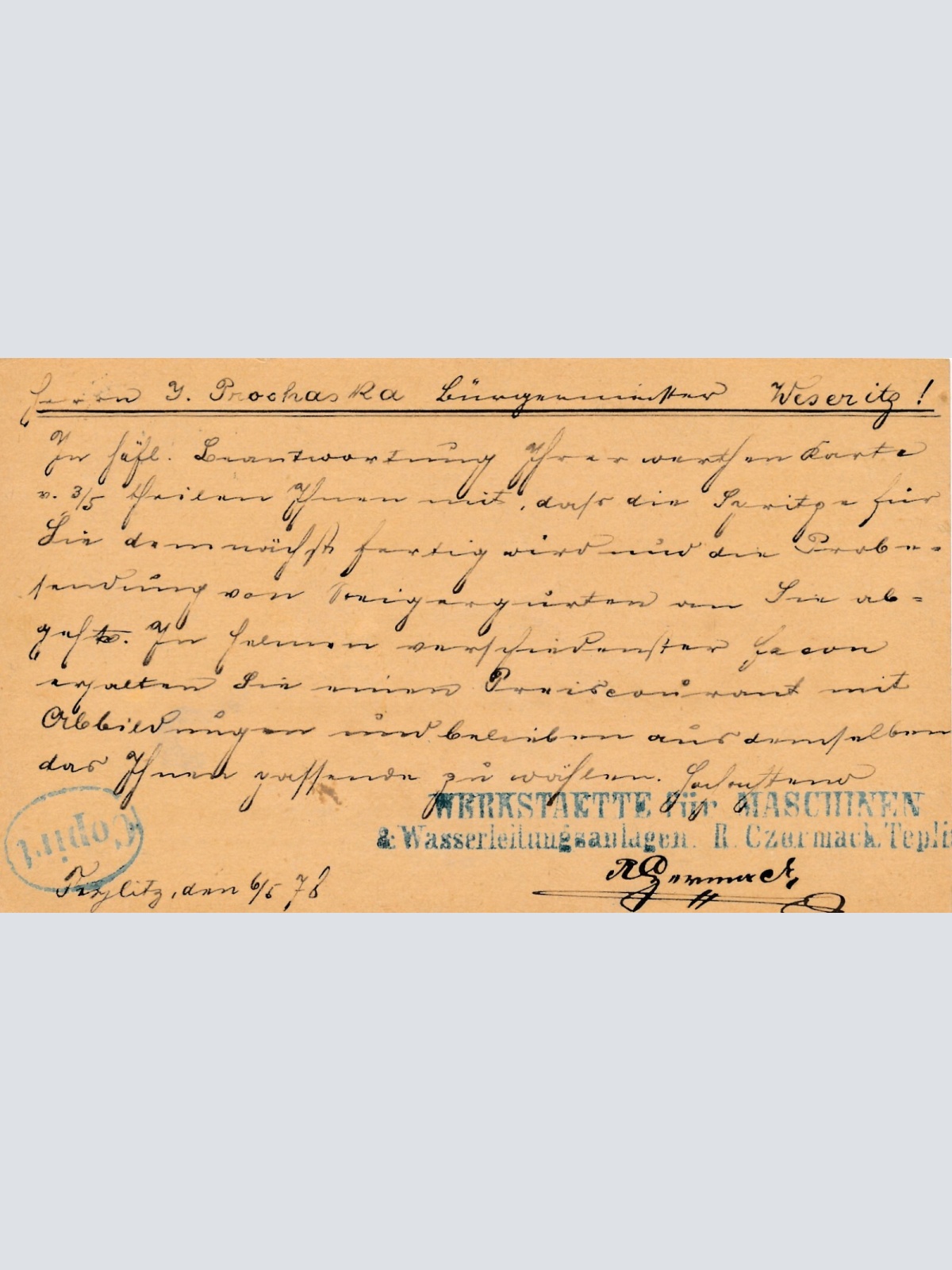 2 Kreuzer - Ganzsachen - Karte 1878 aus Teplitz Bahnhof (10068)