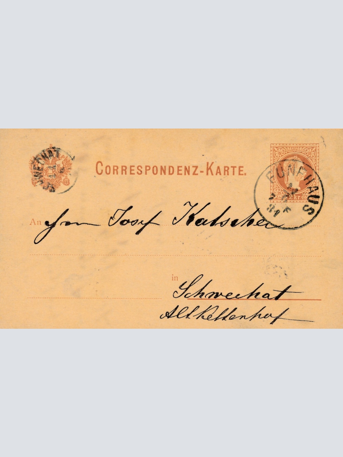 2 Kreuzer - Ganzsachen - Karte 1884 aus Fünfhaus (10070)