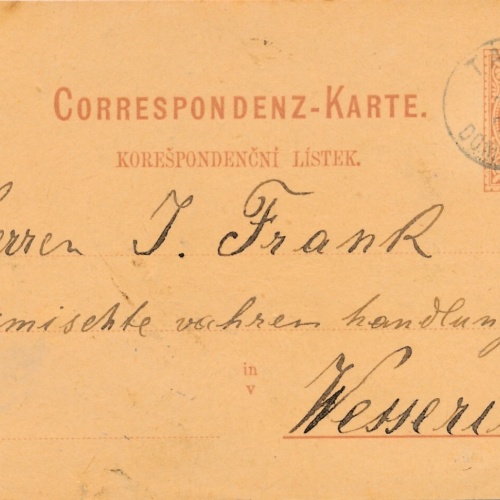 2 Kreuzer - Ganzsachen - Karte 1879 aus Taus (10135)