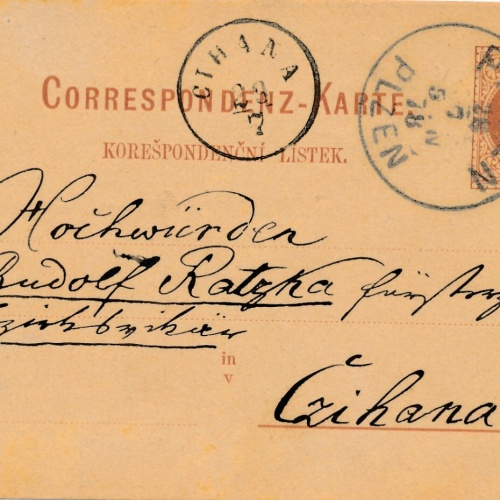 2 Kreuzer - Ganzsachen - Karte 1882 aus Pilsen - Pilzen (10114)