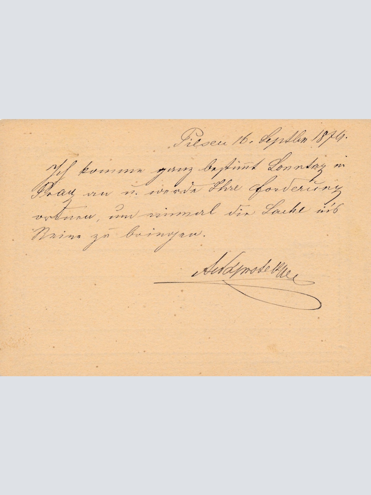 2 Kreuzer Ganzsachen - Karte 1874 aus Pilsen (10517)