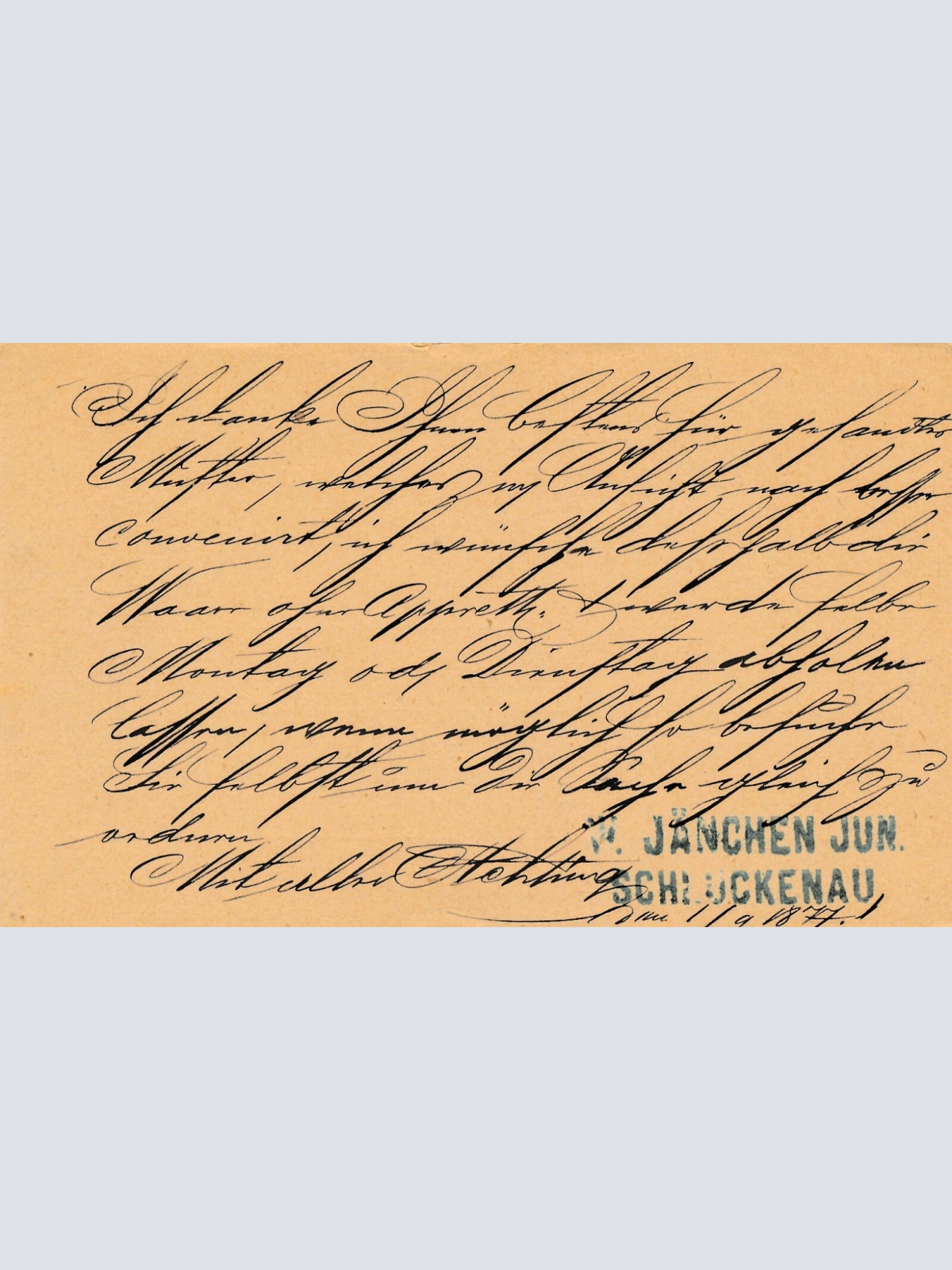 2 Kreuzer Ganzsachen - Karte 1877 aus Schlukenau (10526)