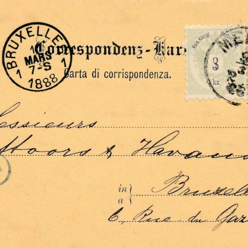 2 Kreuzer Ganzsachen - Karte (Ital) 1888 aus Meran + 3 Kreuzer ZF (10543)