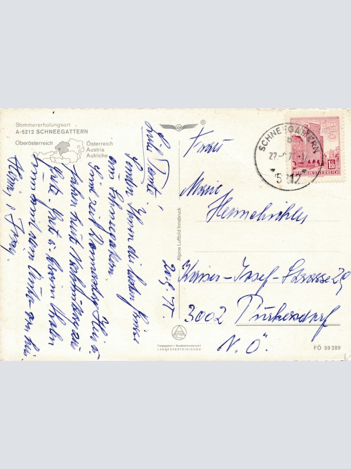 AK Alpine - Luftbild aus Schneegarttern Oberösterreich Ansichtskarte (10723)