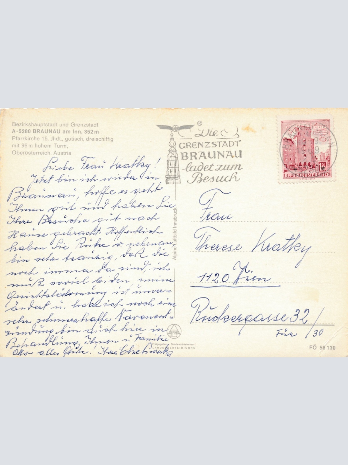 AK Alpine - Luftbild aus Braunau Oberösterreich Ansichtskarte (10729)