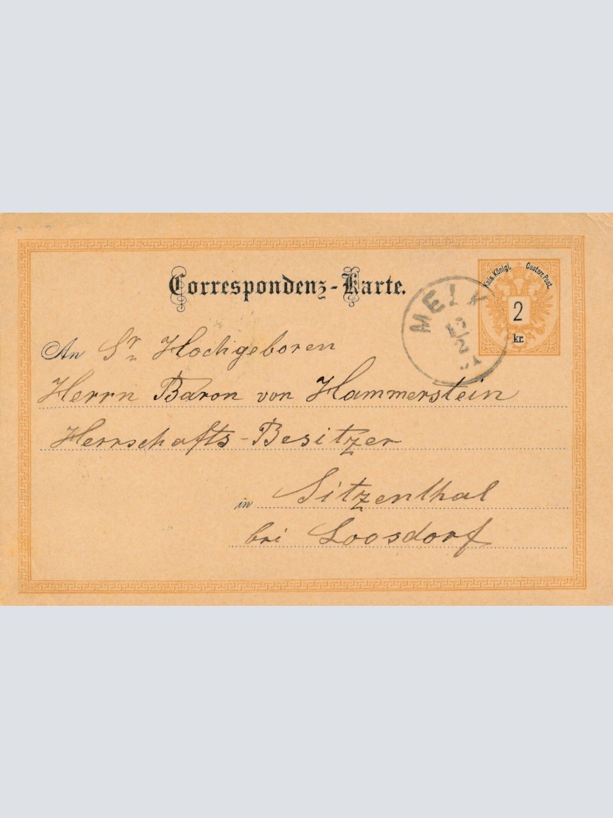 2 Kreuzer - Ganzsachen - Karte 1891 aus Melk (10694)