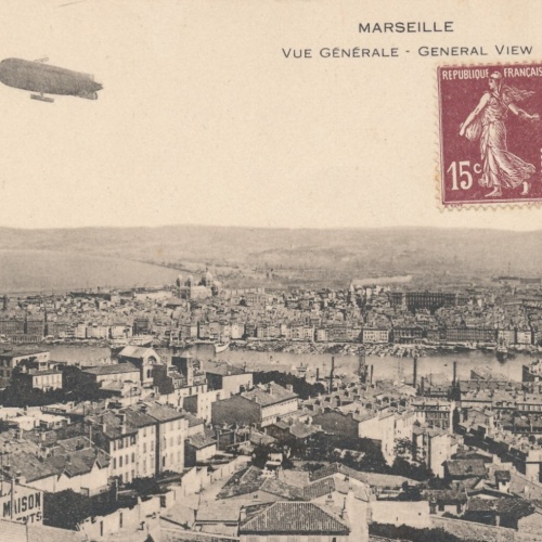 AK aus Marseille mit Zeppelin Fankreich (10759)