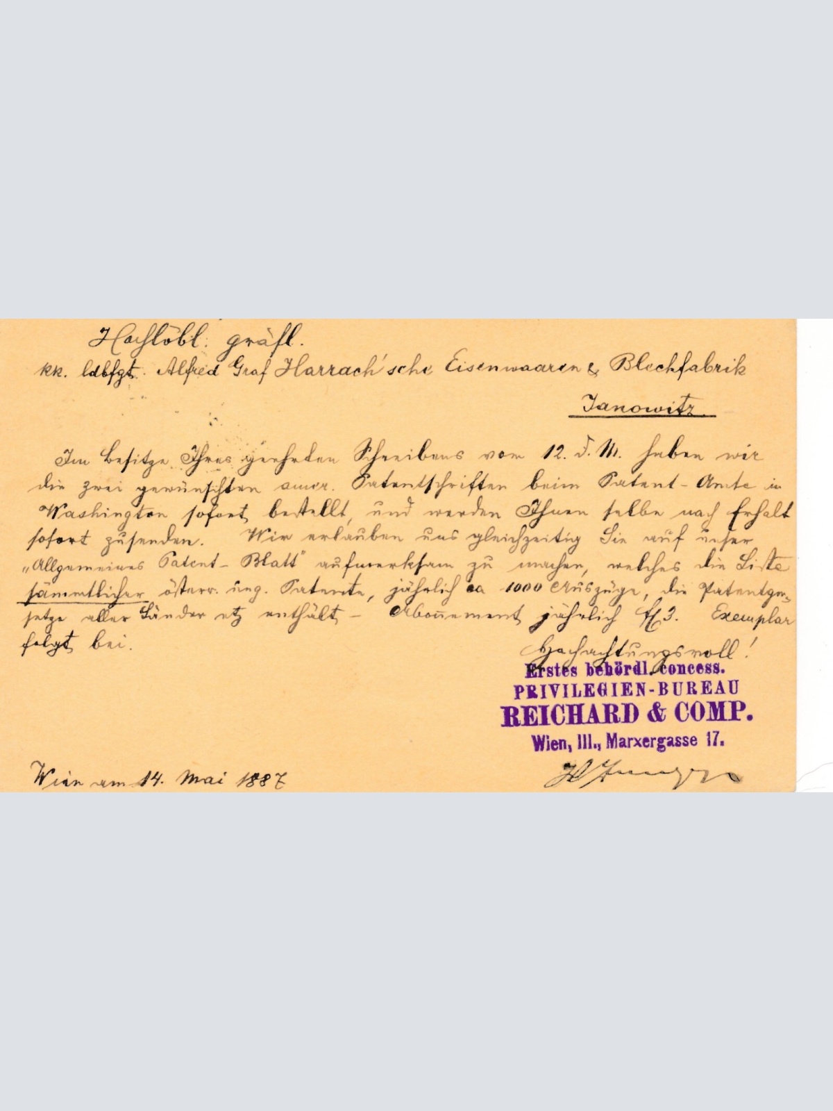 2 Kreuzer - Ganzsachen - Karte 1887 aus Weissgräber (10676)