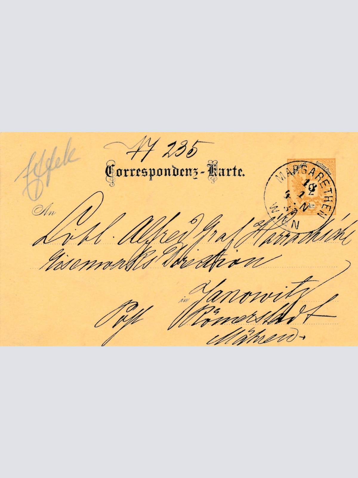 2 Kreuzer - Ganzsachen - Karte 1887 aus Wien Margarethen (10679)